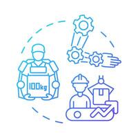 Exoskeleton blue gradient concept icon. Industry 5.0 technology. Industrial robotics. Wearable technology. Round shape line illustration. Abstract idea. Graphic design. Easy to use in article vector