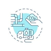 Carbon transportation soft blue concept icon. Pipeline storage, reservoir. Tankers truck. Round shape line illustration. Abstract idea. Graphic design. Easy to use infographic, presentation vector