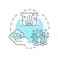 Ocean sequestration soft blue concept icon. Seagrass, aquaculture. Pollution reduce, carbon management. Round shape line illustration. Abstract idea. Graphic design. Easy to use infographic vector