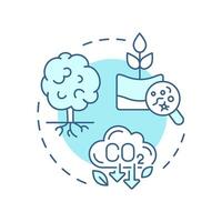 Biological sequestration soft blue concept icon. Carbon plant, forestation. Co2 emission. Round shape line illustration. Abstract idea. Graphic design. Easy to use infographic, presentation vector