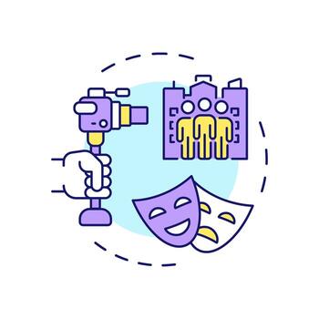 Realism film theory multi color concept icon. Movie narrative, storytelling theory. Round shape line illustration. Abstract idea. Graphic design. Easy to use in infographic, presentation vector