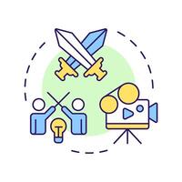 Conflict multi color concept icon. Story conflict, narrative. Film characters. Round shape line illustration. Abstract idea. Graphic design. Easy to use in infographic, presentation vector