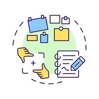 Plot multi color concept icon. Story board, storytelling. Cinematography, film plot. Round shape line illustration. Abstract idea. Graphic design. Easy to use in infographic, presentation vector