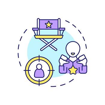 Auteur theory multi color concept icon. Talent management, cinematography. Movie narrative. Round shape line illustration. Abstract idea. Graphic design. Easy to use in infographic, presentation vector