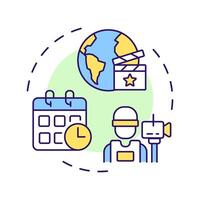 Story setting multi color concept icon. Filmmaking, screenwriting. Film narrative. Round shape line illustration. Abstract idea. Graphic design. Easy to use in infographic, presentation vector