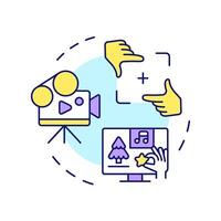 Formalism film theory multi color concept icon. Filmmaking, storytelling. Movie production. Round shape line illustration. Abstract idea. Graphic design. Easy to use in infographic, presentation vector