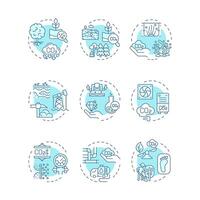 Carbon sequestration soft blue concept icons. Co2 emission, forestation. Greenhouse gas. Icon pack. Round shape illustrations for infographic, presentation. Abstract idea vector