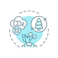 Carbon negative soft blue concept icon. Nature preservation, ecofriendly. Forestation, agriculture. Round shape line illustration. Abstract idea. Graphic design. Easy to use infographic vector