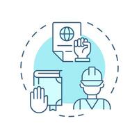Workers compensation laws soft blue concept icon. Law compliance, insurance regulation. Round shape line illustration. Abstract idea. Graphic design. Easy to use in infographic, presentation vector