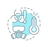 Harmful substances and environments soft blue concept icon. Protective equipment, hazardous chemicals. Round shape line illustration. Abstract idea. Graphic design. Easy to use in infographic vector