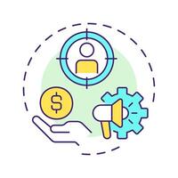 Paid media multi color concept icon. Advertising personalization, sponsorship. Round shape line illustration. Abstract idea. Graphic design. Easy to use in infographic, presentation vector