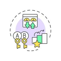 ABM using seo multi color concept icon. Advertising strategy, content marketing. Round shape line illustration. Abstract idea. Graphic design. Easy to use in infographic, presentation vector