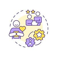 Strong client relationships multi color concept icon. Consumer feedback, advertising personalization. Round shape line illustration. Abstract idea. Graphic design. Easy to use in infographic vector