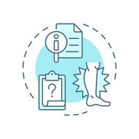 Workplace injuries investigation soft blue concept icon. Medical report, worker illness. Round shape line illustration. Abstract idea. Graphic design. Easy to use in infographic, presentation vector