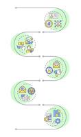 Stages of abm success infographic vertical sequence. Targeted marketing, market research. Visualization infochart with 5 steps. Circles workflow vector