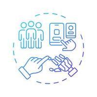 Human-centricity blue gradient concept icon. Pillars of industry 5.0. Robotics. Human robot interaction. Round shape line illustration. Abstract idea. Graphic design. Easy to use in article vector