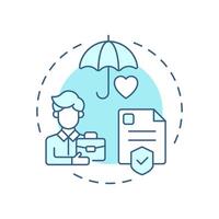 Workers compensation insurance soft blue concept icon. Law compliance, corporate regulation. Round shape line illustration. Abstract idea. Graphic design. Easy to use in infographic, presentation vector