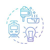 Industry 2.0 blue gradient concept icon. Second industrial revolution. Electricity and mass production. Round shape line illustration. Abstract idea. Graphic design. Easy to use in article vector