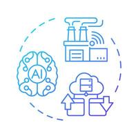 Industry 4.0 blue gradient concept icon. Fourth industrial revolution. Artificial intelligence. Smart factory. Round shape line illustration. Abstract idea. Graphic design. Easy to use in article vector