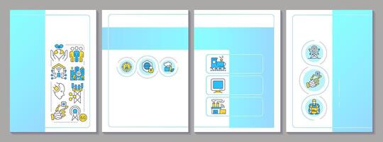 Industry 5.0 blue gradient brochure template. Leaflet design with linear icons. Editable 4 layouts for presentation, annual reports vector