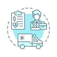 Get medical care soft blue concept icon. Workplace injury, healthcare. Insurance service. Round shape line illustration. Abstract idea. Graphic design. Easy to use in infographic, presentation vector