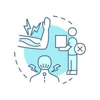 Overexertion and bodily reaction soft blue concept icon. Workplace injury, accident. Round shape line illustration. Abstract idea. Graphic design. Easy to use in infographic, presentation vector