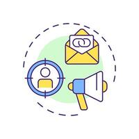 Content and messaging multi color concept icon. Marketing service, advertisement strategy. Round shape line illustration. Abstract idea. Graphic design. Easy to use in infographic, presentation vector