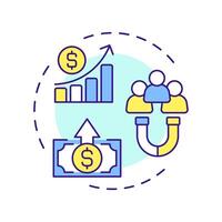 CLV multi color concept icon. Customer value, sales statistics. Profitability metrics. Round shape line illustration. Abstract idea. Graphic design. Easy to use in infographic, presentation vector