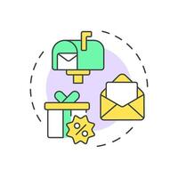 Direct mail abm multi color concept icon. Targeted marketing, discounts advertising. Round shape line illustration. Abstract idea. Graphic design. Easy to use in infographic, presentation vector