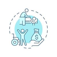 Rehabilitation expenses soft blue concept icon. Injury compensation, healthcare service. Round shape line illustration. Abstract idea. Graphic design. Easy to use in infographic, presentation vector