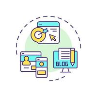 Owned media multi color concept icon. Business marketing. Digital advertising, target audience. Round shape line illustration. Abstract idea. Graphic design. Easy to use in infographic, presentation vector