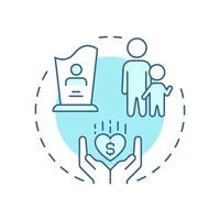 Survivor benefits soft blue concept icon. Compensation for death. Financial support, insurance. Round shape line illustration. Abstract idea. Graphic design. Easy to use in infographic, presentation vector