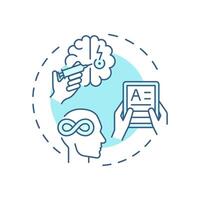 Developmental disabilities soft blue concept icon. Cognitive disorder, psychology. Round shape line illustration. Abstract idea. Graphic design. Easy to use in infographic, presentation vector