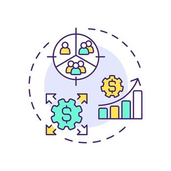 ABM lite multi color concept icon. Business statistics, marketing. Advertising strategy. Round shape line illustration. Abstract idea. Graphic design. Easy to use in infographic, presentation vector