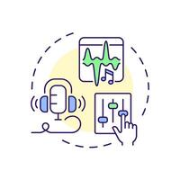 Sound design multi color concept icon. Media production, sfx. Soundboard, digital editing. Round shape line illustration. Abstract idea. Graphic design. Easy to use in infographic, presentation vector