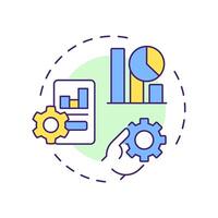 Evaluate and optimize multi color concept icon. Productivity chart, marketing analytics. Round shape line illustration. Abstract idea. Graphic design. Easy to use in infographic, presentation vector