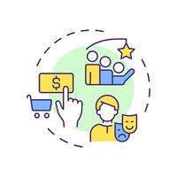 Buyer personas multi color concept icon. Targeting consumers, purchasing. Customer service. Round shape line illustration. Abstract idea. Graphic design. Easy to use in infographic, presentation vector