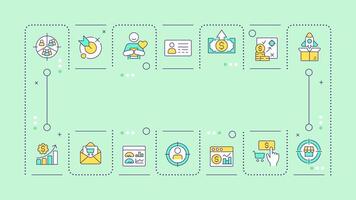 Account-based marketing green word concept. Customer acquisition, sales cycle. Business, statistics. Typography banner. Illustrationwith title text, editable icons color vector