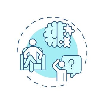 Behavioral disabilities soft blue concept icon. Cognitive illness, psychotherapy. Round shape line illustration. Abstract idea. Graphic design. Easy to use in infographic, presentation vector