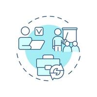Return-to-work program soft blue concept icon. Work organization, corporate policy. Round shape line illustration. Abstract idea. Graphic design. Easy to use in infographic, presentation vector