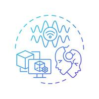 Digital twins blue gradient concept icon. Virtual simulation. Industry 5.0 technology. Predictive maintenance. Round shape line illustration. Abstract idea. Graphic design. Easy to use vector