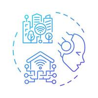 Industry 5.0 blue gradient concept icon. Smart city. Human-machine interaction. Connected homes. Advanced AI. Round shape line illustration. Abstract idea. Graphic design. Easy to use in article vector