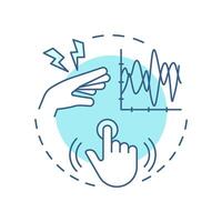 Vibration white finger soft blue concept icon. Workplace injury. Work equipment, industry. Round shape line illustration. Abstract idea. Graphic design. Easy to use in infographic, presentation vector