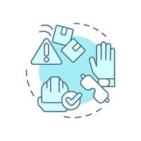 Protective work equipment soft blue concept icon. Labor tools, ppe. Workplace safety. Round shape line illustration. Abstract idea. Graphic design. Easy to use in infographic, presentation vector