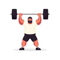 A man with a beard is lifting a barbell vector