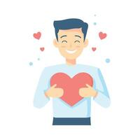 Man holding heart with hands and thumbs up vector
