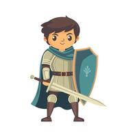 A cartoon knight with a sword and shield vector