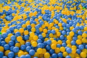 Ball pool playground background with copy space for text. photo
