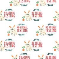 Eco rabbit seamless pattern no animal testing vector