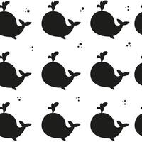 Seamless pattern cute whale silhouette vector